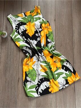Jessica Yellow & Green Tropical Floral Mini Dress